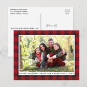 Rustikales Rotes Kariertes Foto Postkarte (Vorne/Hinten)