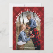 Rustikales Rotes Kariertes Foto Weihnachten (Vorderseite)
