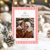 Rustikales Rotes Kariertes Paar Foto Weihnachten