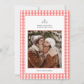 Rustikales Rotes Kariertes Paar Foto Weihnachten (Vorderseite)