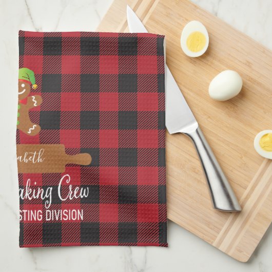 Rustikales, rotes Kariertes Urlaubserlebnis Mit Mo Geschirrtuch (Viertel Falte)