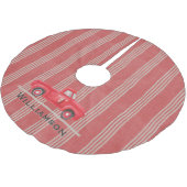 Rustikales rotes LKW-Landhaus - Ticketstreifen Polyester Weihnachtsbaumdecke (Schrägansicht)