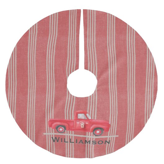 Rustikales rotes LKW-Landhaus - Ticketstreifen Polyester Weihnachtsbaumdecke (Vorderseite)