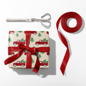 Rustikales rotes LKW-Weihnachten Geschenkpapier