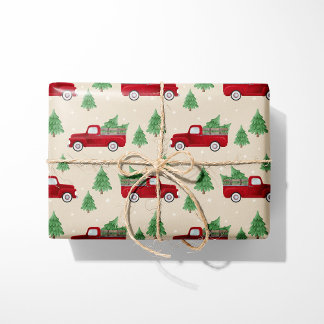 Rustikales rotes LKW-Weihnachten Geschenkpapier