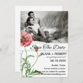 Rustikales Rotes Mohn Ihr Foto Save the Date Einladung (Vorne/Hinten)