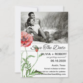 Rustikales Rotes Mohn Ihr Foto Save the Date Einladung (Vorderseite)