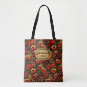 Rustikales Rotes Mohn Vintage Holzbrücke Tote Bag Tasche (Vorderseite)