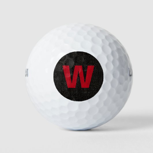 Rustikales Rotes Monogramm Initial auf Black Burla Golfball (Vorderseite)