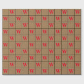 Rustikales, rotes Monogramm-Wrapping-Papier Geschenkpapier (Flach)