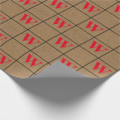 Rustikales, rotes Monogramm-Wrapping-Papier Geschenkpapier (Ecke)