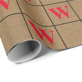 Rustikales, rotes Monogramm-Wrapping-Papier Geschenkpapier (Rolleneckpunkt)