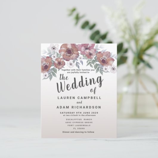 Rustikales Rotes Orange Einladung (Stehend Vorderseite)