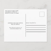 Rustikales Rotes Party Land Weihnachten Ankündigungspostkarte (Rückseite)