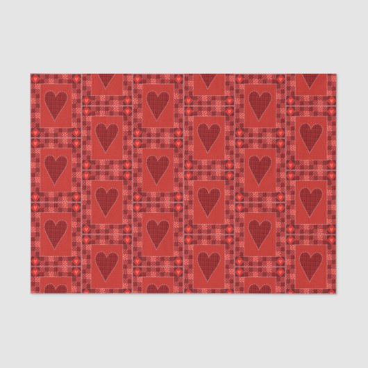 Rustikales rotes Patchwork Herz Quilt Seidenpapier (Vorderseite)