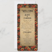 Rustikales Rotes Pflaumen Vintages Hochzeitsprogra (Vorderseite)