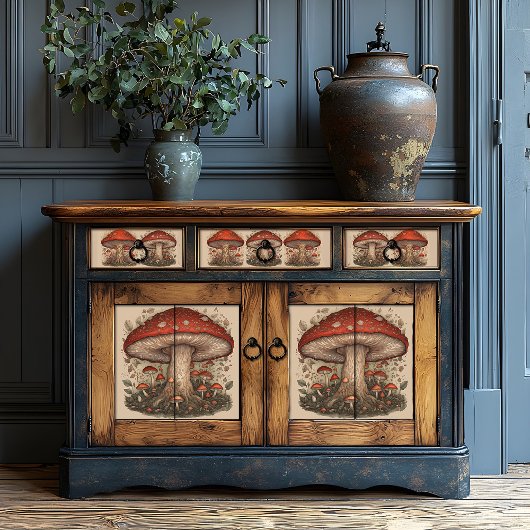 Rustikales Rotes Pilz Kunst-Entdeckungsreise Seidenpapier