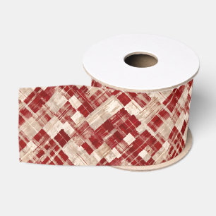 Rustikales rotes Pinselstrich-Karo-Tartan Ripsband