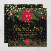 Rustikales Rotes Poinsettia Weihnachtsfest Party Einladung (Vorne/Hinten)