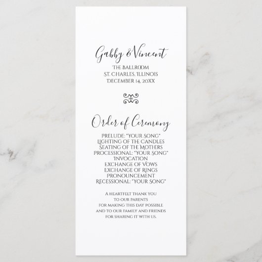 Rustikales Rotes Poinsettia Winterhochzeitprogramm Programm (Rückseite)