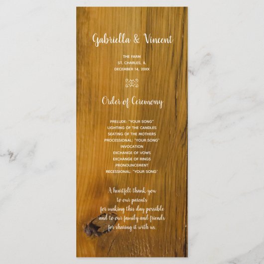 Rustikales Rotes Poinsettia Winterhochzeitprogramm Programm (Rückseite)