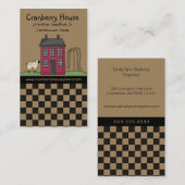 Rustikales Rotes primitives Saltbox House Land Visitenkarte (Vorne/Hinten)