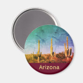 Rustikales Rotes Saguaro Kactus Arizona Magnet (Vorderseite/Rückseite)