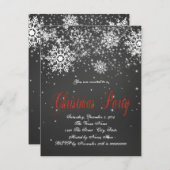 Rustikales Rotes Schneeflocken Weihnachtsfeiertag Einladung (Vorne/Hinten)