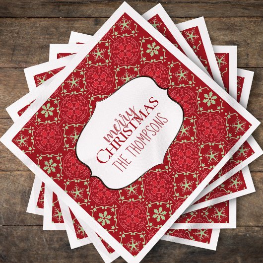 Rustikales Rotes Schneeflottchen Weihnachten Serviette