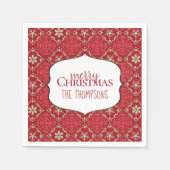 Rustikales Rotes Schneeflottchen Weihnachten Serviette (Vorderseite)