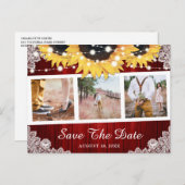 Rustikales Rotes Sonnenblumen Foto Save the Date Ankündigungspostkarte (Vorne/Hinten)