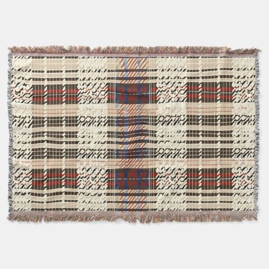 Rustikales rotes und Beige Tartan Muster Decke (Vorderseite)