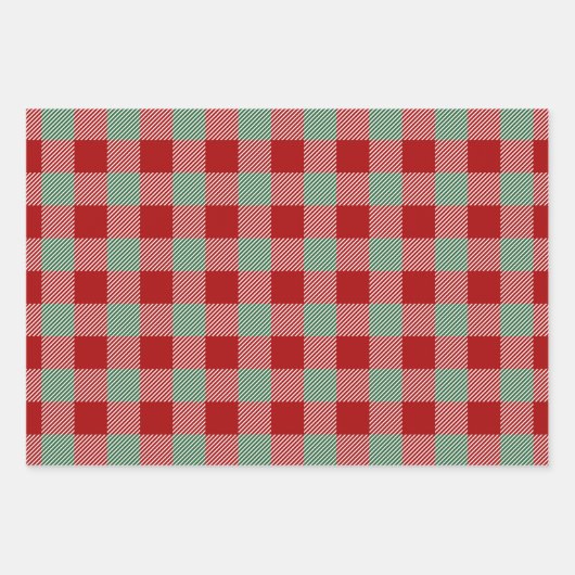 Rustikales rotes und grünes Kariertes Muster Geschenkpapier Set (Vorderseite 3)