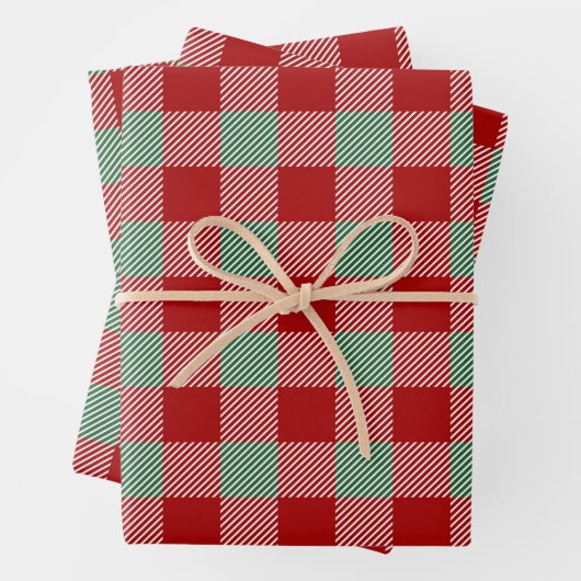Rustikales rotes und grünes Kariertes Muster Geschenkpapier Set (Beispiel)