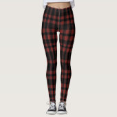 Rustikales rotes und Kariertes Muster Leggings (Vorderseite)