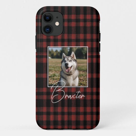 Rustikales rotes und schwarzes Kariertes Muster Fo Case-Mate iPhone Hülle (Rückseite)