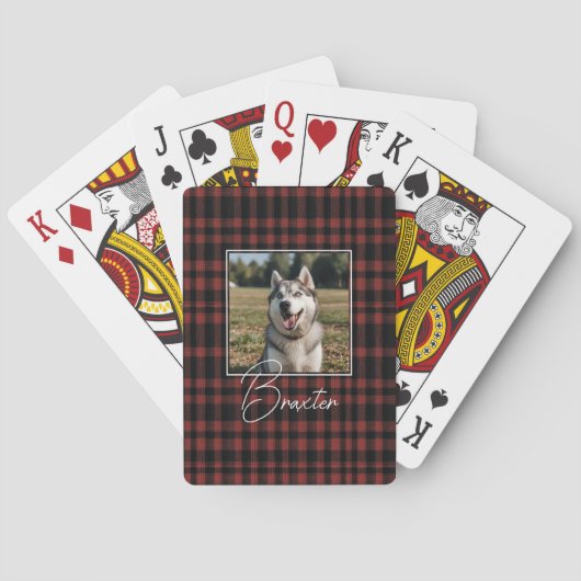 Rustikales rotes und schwarzes Kariertes Muster Fo Spielkarten (Rückseite)