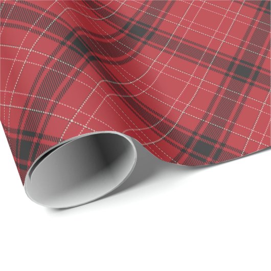 Rustikales Rotes und Schwarzes Tartan | Weihnachte Geschenkpapier (Rolleneckpunkt)