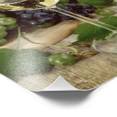 Rustikales Rotes und Weißes Weinglas Trauben Fass Fotodruck (Ecke)