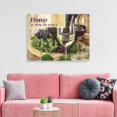 Rustikales Rotes und Weißes Weinglas Trauben Fass Leinwanddruck (Insitu (Wohnzimmer))