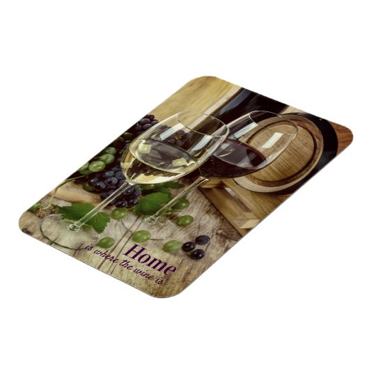 Rustikales Rotes und Weißes Weinglas Trauben Fass Magnet (Linke Seite)