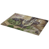 Rustikales Rotes und Weißes Weinglas Trauben Fass Schneidebrett (Ecke)