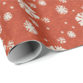 Rustikales Rotes Vintages Schneeflocken Weihnachte Geschenkpapier (Rolleneckpunkt)