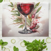 Rustikales Rotes Weinglas 80. Geburtstag Geschirrtuch (Gefaltet)