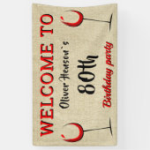 Rustikales Rotes Weinglas 80. Geburtstagsparty Banner (Vertikal)