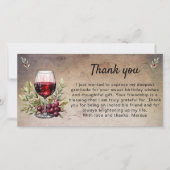 Rustikales Rotes Weinglas Blätter Geburtstag Dankeskarte (Vorderseite)