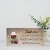 Rustikales Rotes Weinglas Blätter Geburtstag Dankeskarte (Stehend Vorderseite)