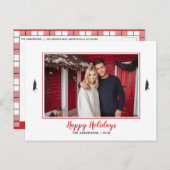 Rustikales Rotes & Weißes Gingham Flannel Weihnach Ankündigungspostkarte (Vorne/Hinten)