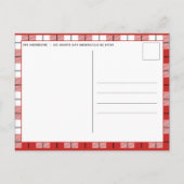 Rustikales Rotes & Weißes Gingham Flannel Weihnach Ankündigungspostkarte (Rückseite)
