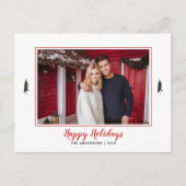 Rustikales Rotes & Weißes Gingham Flannel Weihnach Ankündigungspostkarte (Vorderseite)